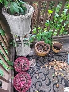 Wicker Plant Stand Ceramic Planters Topiary Decor Mixed Lot