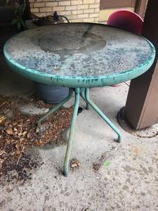 Round Glass Patio Table With Metal Base