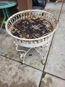 Vintage Wrought Iron Patio Plant Stand