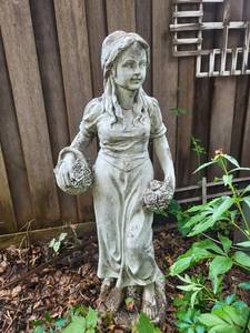 Decorative Garden Girl Statue With Flower Baskets