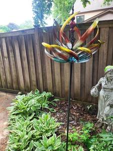 Metal Kinetic Garden Wind Spinner Stake