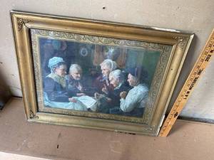 Framed Print The Sewing Circle Ornate Gold Tone Frame Vintage Decor