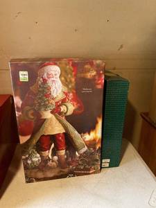 Fitz and Floyd Christmas Santa Figurine & Platter Pair in Boxes