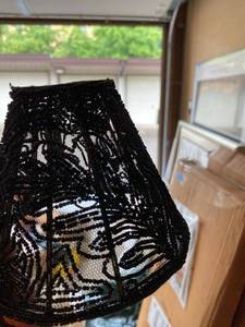 Lot of 15 Black Beaded Lamp Shades 5in Clip-On Chandelier Style