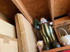 Large Santa Christmas Decor Figure Green Gold Striped Suit See Photos