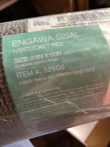 Veranda Living Engawa Sisal Rug Runner Nantucket Red 20x60 New
