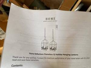 Home Reflections Flameless Holiday Hanging Lanterns Set of 2 Open Box