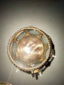 Antique Round Ormolu Jewelry Casket Beveled Glass Trinket Box