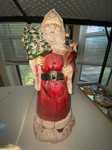 Vintage Santa Claus Figurine Statue Taiwan 22in Holiday Decor Worn