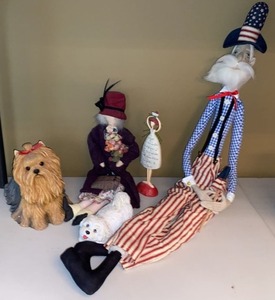 Assorted Decorative Dolls & Figurines Uncle Sam Yorkie Angel Set