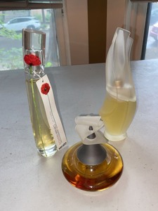 Kenzo Flower & Romeo Gigli Perfume Bottles 3 Pc Partial Fill Lot