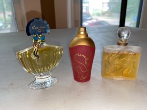 Vintage Mini Perfume Bottles Guerlain Paris & Others 3 Pc Partial
