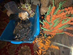 Halloween Decor Assortment Spiderweb Stand Witch Figure Wreath Lot
