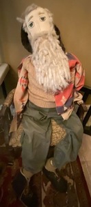 Large Handmade Folk Art Bearded Man Cloth Doll Figure Rustic Decor