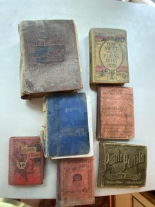 Collection of 7 Antique Decorative Hardcover Books Tom Swift & Primers
