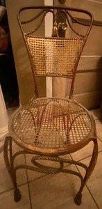 Vintage Twisted Metal Vanity Accent Chair Mesh Seat Back Fair