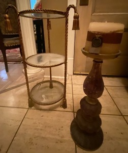 Decorative Glass Shelf Stand & Pedestal Candle Holder Set, Good
