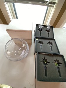 Kate Spade Glass Bowl & 6 Waterford Crystal Star Bottle Stoppers