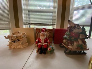 Lenox Fitz & Floyd Christmas Ceramic Decor Figurines 3 Pc Set Boxed