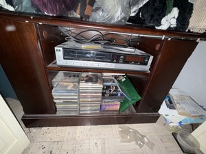 Media Cabinet - including Toshiba 4-Head VHS VCR Video Cassette Recorder w Remote Untested