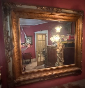 Large Ornate Framed Wall Mirror Bronze Gold Tone 52x35 Good