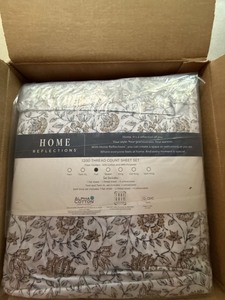 Home Reflections 1200TC Full Sheet Set Grey Vine Cotton Blend New