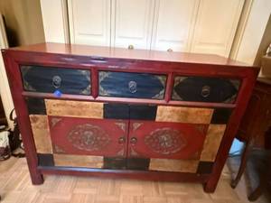 Pier 1 Imports Alston TV Stand Buffet Sideboard Cabinet Red Black
