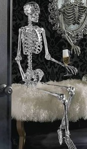 Grandin Road Chrome Skeleton 5 Ft Halloween Decor Boxed 141057