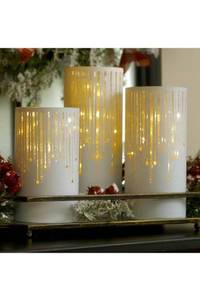 Valerie Set of 3 Starry Night Glass Hurricanes H464956 Open Box