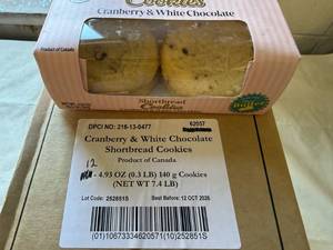 SSS. 24x 4pk Cranberry & White Chocolate Shortbread Cookies