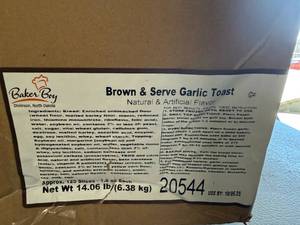 14.06lbs  Baker Boy Brown & Serve Garlic Toast-Bulk Pack