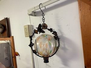 Glass blown hummingbird feeder