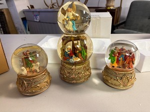 Set of three Snow globe nativity scene