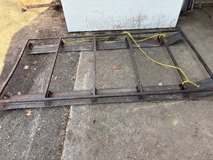 Metal frame on skis