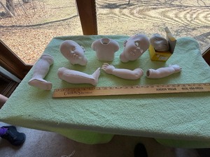 bisque porcelain components for assembling or repairing antique dolls