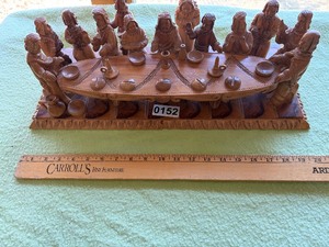 Olive wood carving of last supper made in Israel