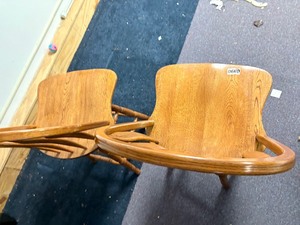 Pair of wooden spinning barstools