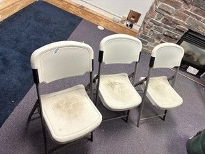 Plastic white folding chairs