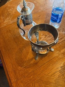 Water pitcher with silverplate stand