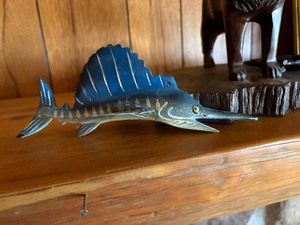 Metallic blue and silver sailfish decor