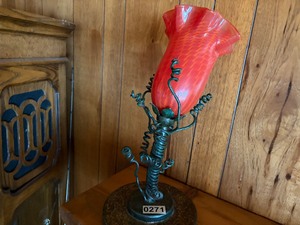Beautiful hand blown lamp in metal frame