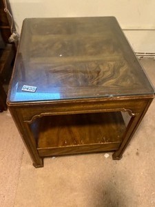 Wooden Side table with glass top