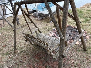 Wooden swing bench with frame
