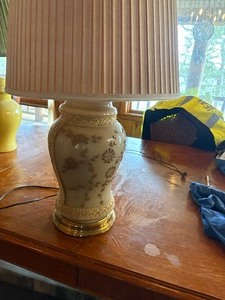 Lamp with corrugated shade