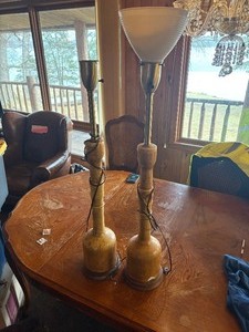 Antique wooden lamps no shades