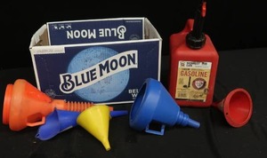 1 GAL. GAS CAN, 5 FUNNELS