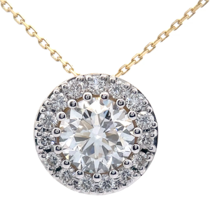 3 Carat Diamond Round Pav Halo Pendant Necklace in 14k Yellow Gold $3,650 Retail VIDEO