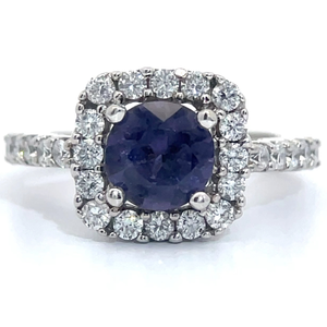 1.73 Carat Natural Purple Spinel & Natural Diamond Halo Ring in 14k White Gold w Appraisal VIDEO