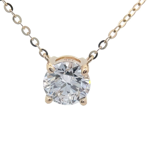 NEW 1 Carat Diamond Round Solitaire Adjustable Necklace in 14k Yellow Gold VIDEO