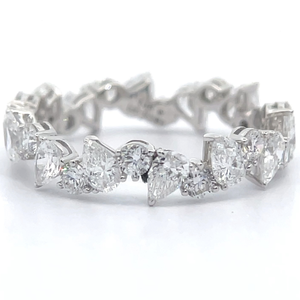 NEW 2.50 Carat Diamond Pear, Heart & Round Eternity Ring in 14k White Gold $2,749 Retail VIDEO
